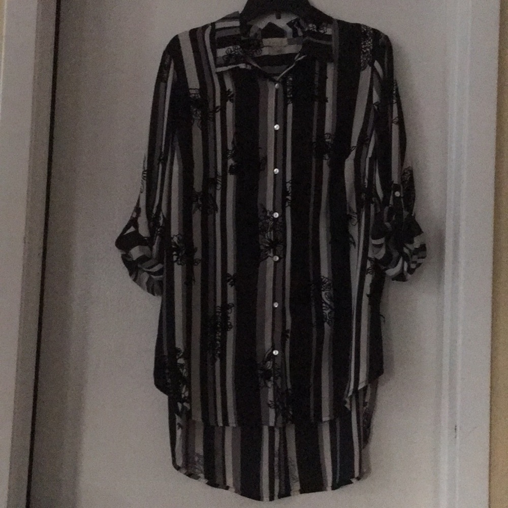 Status By Chenault Striped Floral Knit Top Size 1X